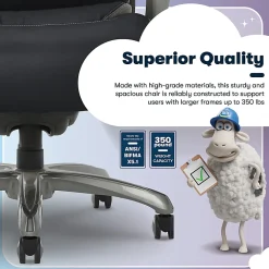 Serta® Big And Tall Smart Layers™ Tranquility Ergonomic Bonded Leather High-Back Chair With AIR™ Technology, Black/Slate