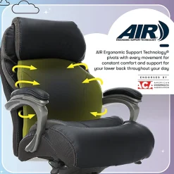 Serta® Big And Tall Smart Layers™ Tranquility Ergonomic Bonded Leather High-Back Chair With AIR™ Technology, Black/Slate