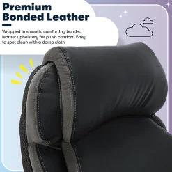 Serta® Big And Tall Smart Layers™ Tranquility Ergonomic Bonded Leather High-Back Chair With AIR™ Technology, Black/Slate