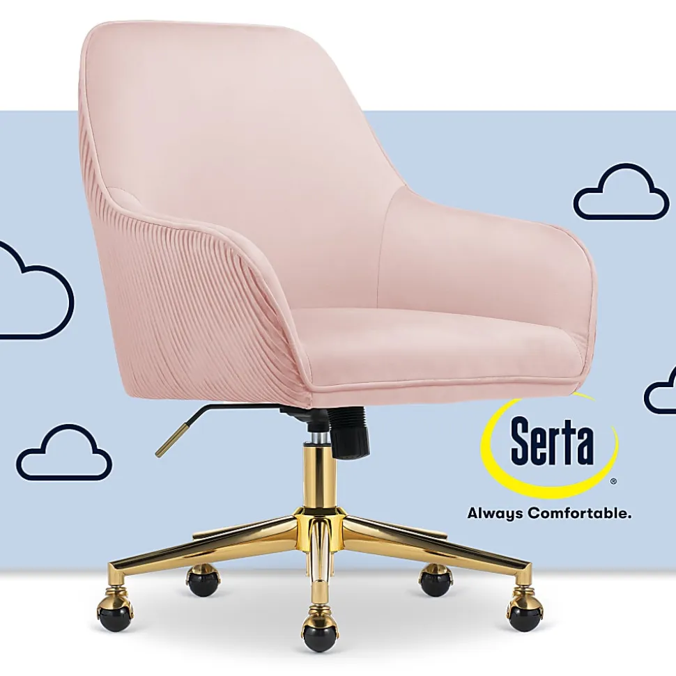 Serta® Chloe Ergonomic Fabric Mid-Back Home Office Chair, Pink