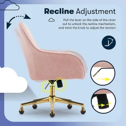 Serta® Chloe Ergonomic Fabric Mid-Back Home Office Chair, Pink