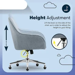 Serta® Chloe Ergonomic Fabric Mid-Back Home Office Chair, Ash Blue