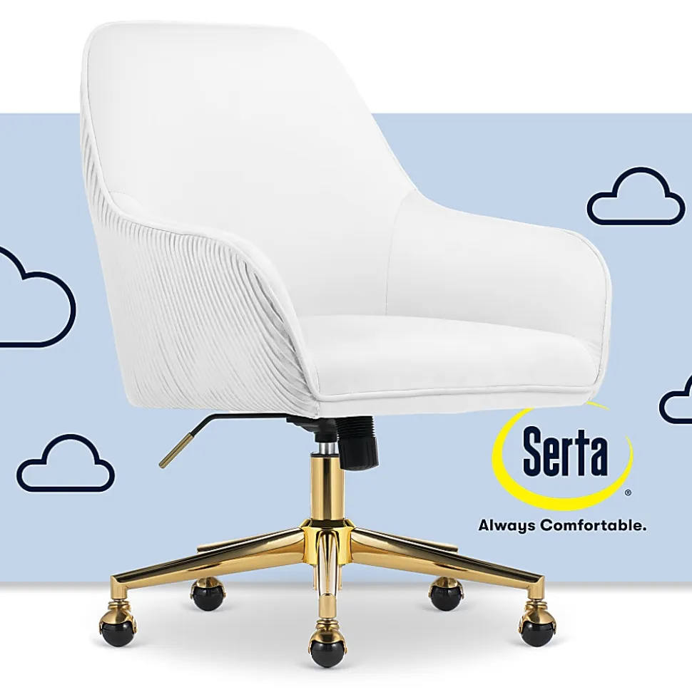 Serta® Chloe Ergonomic Fabric Mid-Back Home Office Chair, Off-White