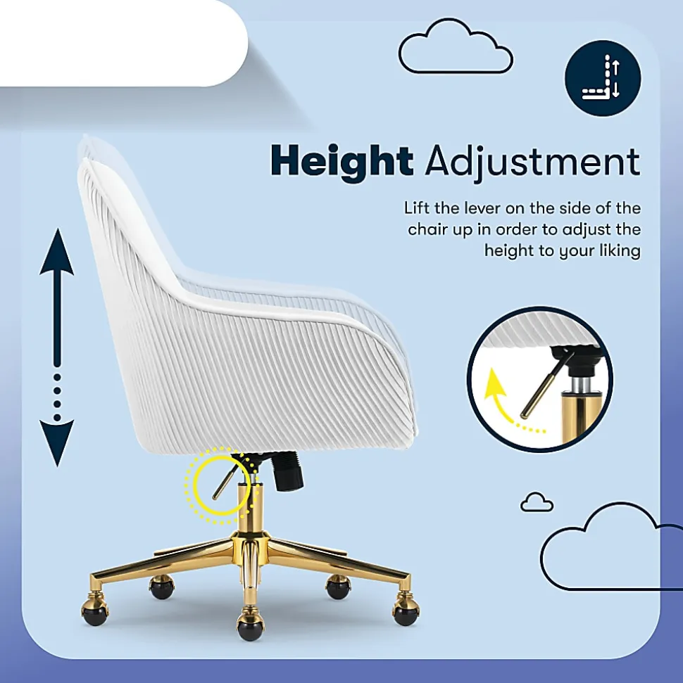 Serta® Chloe Ergonomic Fabric Mid-Back Home Office Chair, Off-White