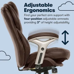 Serta® Claremont Ergonomic Bonded Leather Mid-Back Office Chair, Old Chestnut/Silver