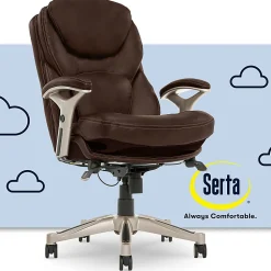 Serta® Claremont Ergonomic Bonded Leather Mid-Back Office Chair, Old Chestnut/Silver