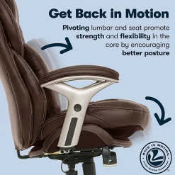 Serta® Claremont Ergonomic Bonded Leather Mid-Back Office Chair, Old Chestnut/Silver