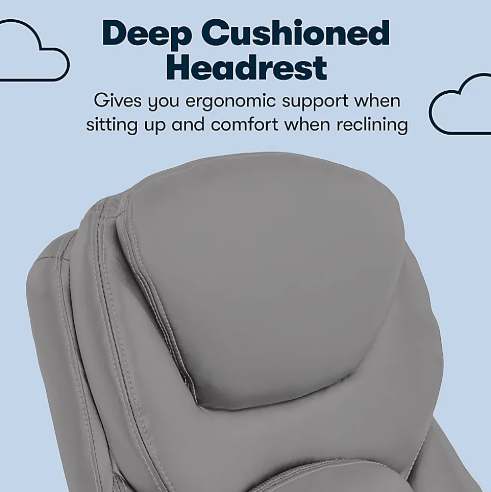 Serta® Claremont Ergonomic Bonded Leather Mid-Back Office Chair, Gray