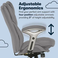 Serta® Claremont Ergonomic Bonded Leather Mid-Back Office Chair, Gray