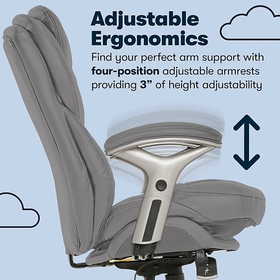 Serta® Claremont Ergonomic Bonded Leather Mid-Back Office Chair, Gray