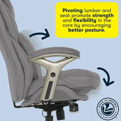 Serta® Claremont Ergonomic Bonded Leather Mid-Back Office Chair, Gray