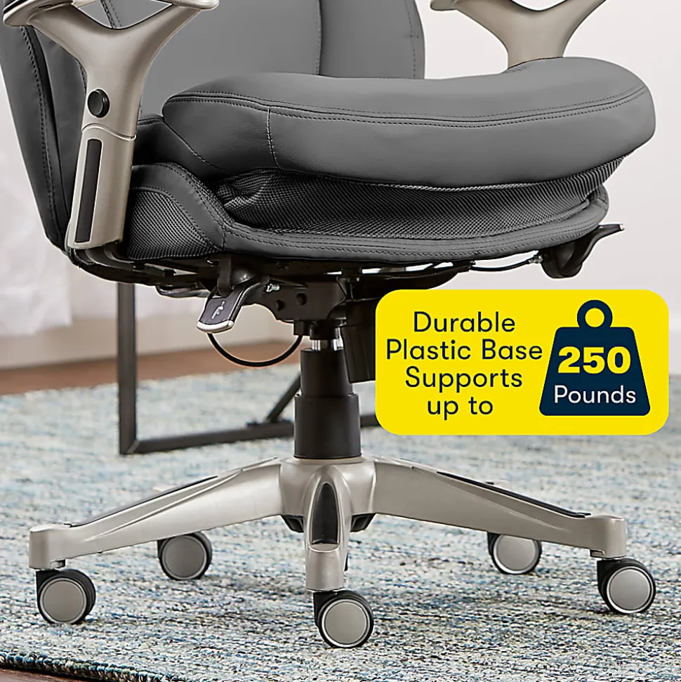 Serta® Claremont Ergonomic Bonded Leather Mid-Back Office Chair, Gray