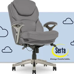 Serta® Claremont Ergonomic Bonded Leather Mid-Back Office Chair, Gray