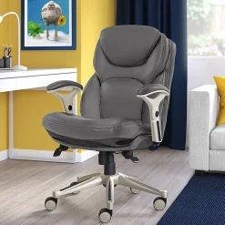 Serta® Claremont Ergonomic Bonded Leather Mid-Back Office Chair, Gray