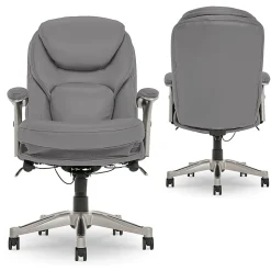 Serta® Claremont Ergonomic Bonded Leather Mid-Back Office Chair, Gray