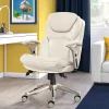 Serta® Claremont Ergonomic Bonded Leather Mid-Back Office Chair, Ivory/Silver
