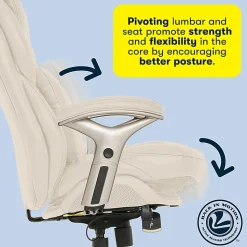 Serta® Claremont Ergonomic Bonded Leather Mid-Back Office Chair, Ivory/Silver