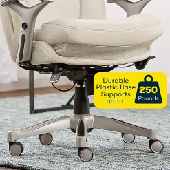Serta® Claremont Ergonomic Bonded Leather Mid-Back Office Chair, Ivory/Silver