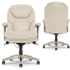 Serta® Claremont Ergonomic Bonded Leather Mid-Back Office Chair, Ivory/Silver