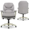 Serta® Claremont Ergonomic Bonded Leather Mid-Back Office Chair, Light Gray/Silver