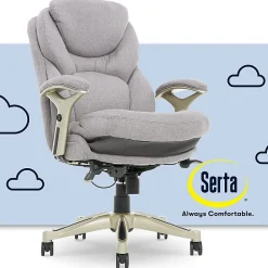 Serta® Claremont Ergonomic Bonded Leather Mid-Back Office Chair, Light Gray/Silver