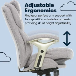 Serta® Claremont Ergonomic Bonded Leather Mid-Back Office Chair, Light Gray/Silver