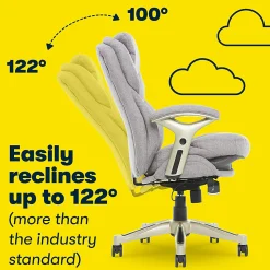 Serta® Claremont Ergonomic Bonded Leather Mid-Back Office Chair, Light Gray/Silver