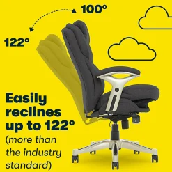 Serta® Claremont Ergonomic Bonded Leather Mid-Back Office Chair, Dark Gray/Silver