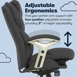 Serta® Claremont Ergonomic Bonded Leather Mid-Back Office Chair, Dark Gray/Silver