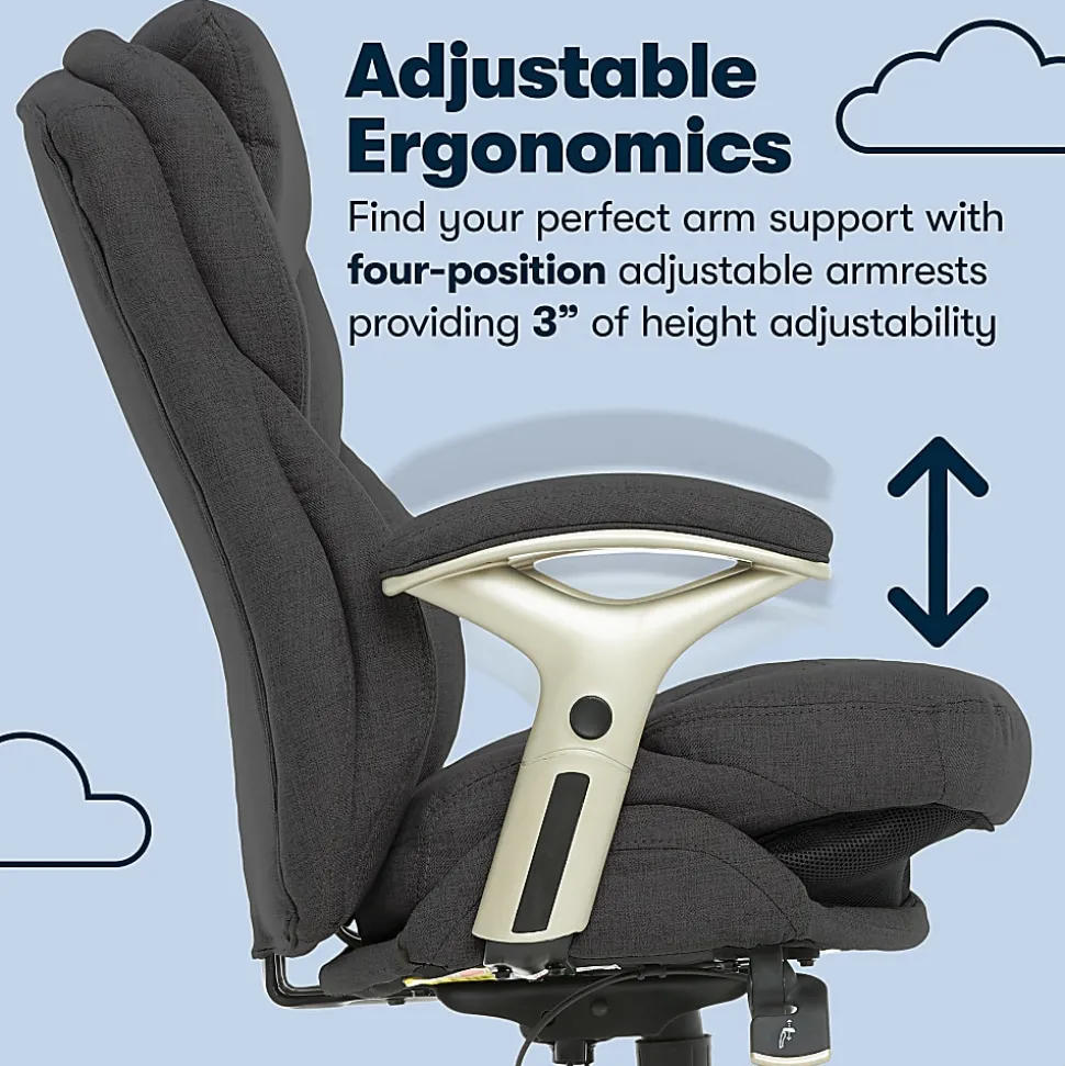 Serta® Claremont Ergonomic Bonded Leather Mid-Back Office Chair, Dark Gray/Silver