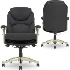 Serta® Claremont Ergonomic Bonded Leather Mid-Back Office Chair, Dark Gray/Silver
