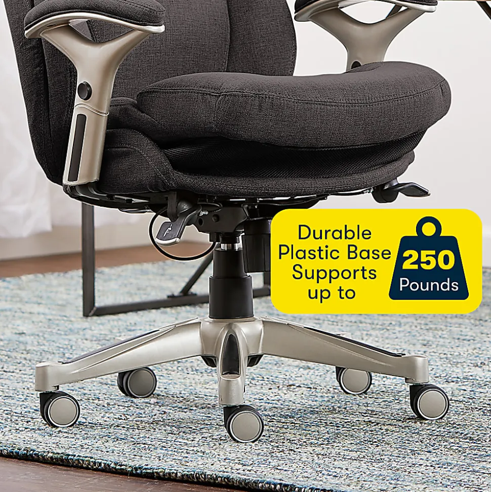 Serta® Claremont Ergonomic Bonded Leather Mid-Back Office Chair, Dark Gray/Silver