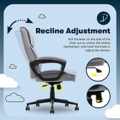 Serta® Comfort Classic Ergonomic Fabric High-Back Executive Office Chair, Gray