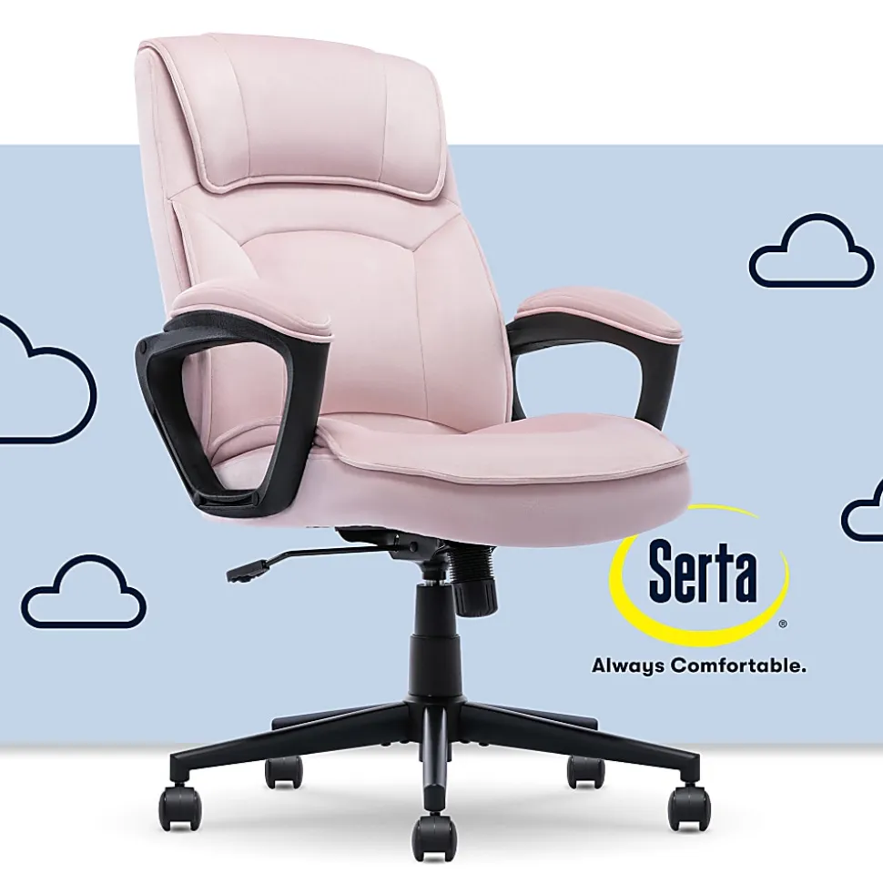 Serta® Comfort Classic Ergonomic Fabric High-Back Executive Office Chair, Pink