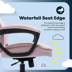Serta® Comfort Classic Ergonomic Fabric High-Back Executive Office Chair, Pink