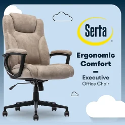 Serta® Comfort Eco Ergonomic Velvet Mid-Back Office Chair, Light Brown
