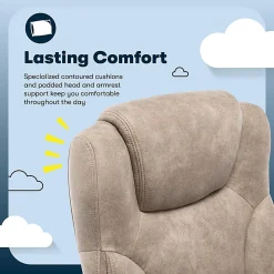 Serta® Comfort Eco Ergonomic Velvet Mid-Back Office Chair, Light Brown