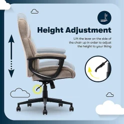 Serta® Comfort Eco Ergonomic Velvet Mid-Back Office Chair, Light Brown