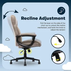 Serta® Comfort Eco Ergonomic Velvet Mid-Back Office Chair, Light Brown