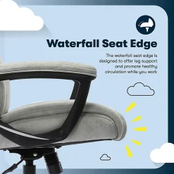 Serta® Comfort Eco Ergonomic Velvet Mid-Back Office Chair, Light Gray