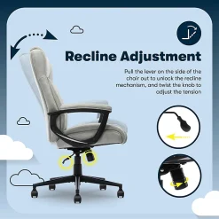 Serta® Comfort Eco Ergonomic Velvet Mid-Back Office Chair, Light Gray