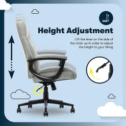 Serta® Comfort Eco Ergonomic Velvet Mid-Back Office Chair, Light Gray