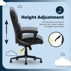 Serta® Comfort Eco Ergonomic Velvet Mid-Back Office Chair, Light Black