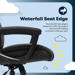 Serta® Comfort Eco Ergonomic Velvet Mid-Back Office Chair, Light Black