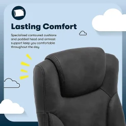 Serta® Comfort Eco Ergonomic Velvet Mid-Back Office Chair, Light Black