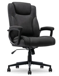 Serta® Comfort Eco Ergonomic Velvet Mid-Back Office Chair, Light Black
