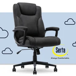 Serta® Comfort Eco Ergonomic Velvet Mid-Back Office Chair, Light Black