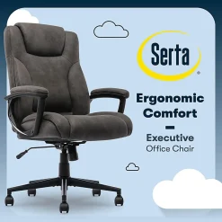Serta® Comfort Eco Ergonomic Velvet Mid-Back Executive Office Chair, Brown/Black