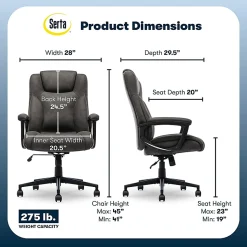 Serta® Comfort Eco Ergonomic Velvet Mid-Back Executive Office Chair, Brown/Black