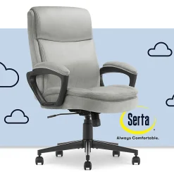 Serta® Comfort Ergo Ergonomic Velvet High-Back Executive Office Chair, Gray/Black